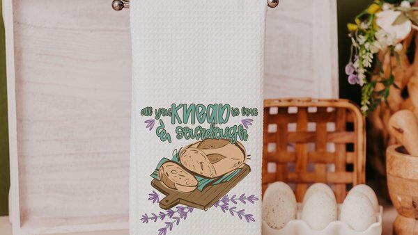 all you knead is love funny kitchen towels for women, bread baking gift for her, cute sourdough hand towels for wedding gift, baker girl