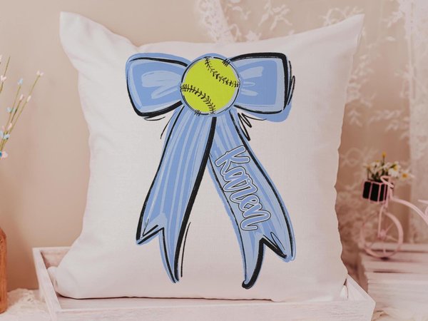 Personalized school spirit softball throw pillows