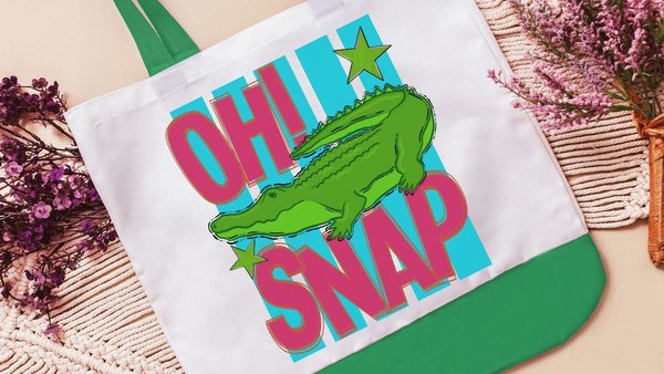 Oh snap alligator tote bag for women, reusable shopping bag, sarcastic gift for friends, sassy tote bag for summer, best friend birthday