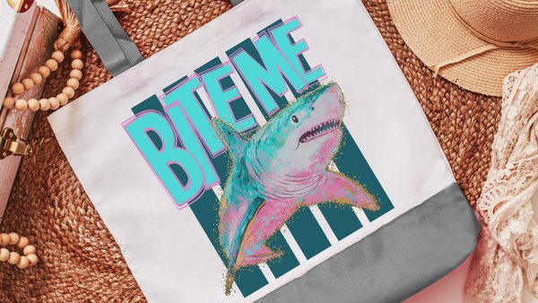 Bite me funny tote bag 
