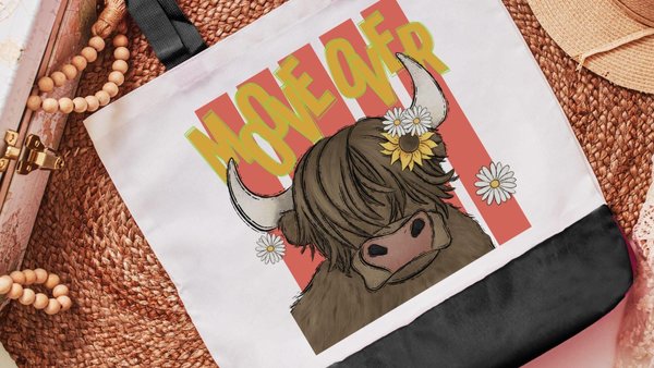 Moove over funny tote bag for women, reusable shopping bag, sarcastic gift for friend, sassy tote bags for summer, best friend birthday