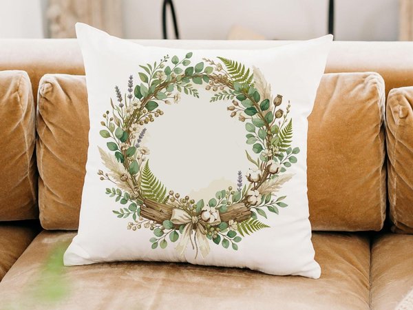 Boho wreath throw pillows 