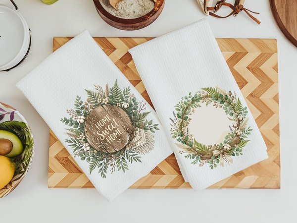 Boho farmhouse towels for kitchen and unique housewarming gift 