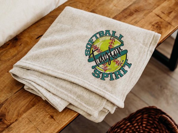 CapableByDesign personalized team spirit softball throw blanket with name