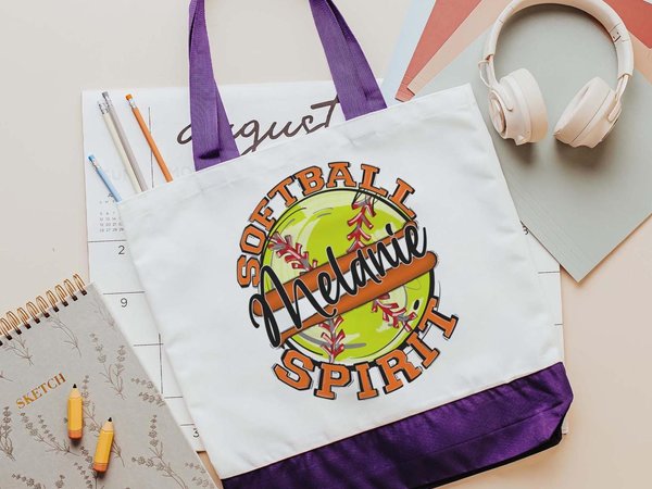 CapableByDesign personalized softball spirit matching tote bag and wristlet