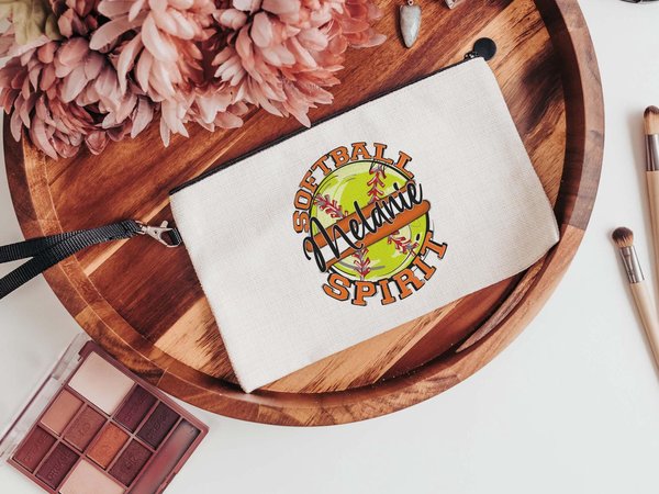 CapableByDesign personalized softball spirit matching tote bag and wristlet