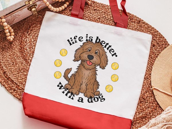 CapableByDesign life is better with a labradoodle dog tote bag