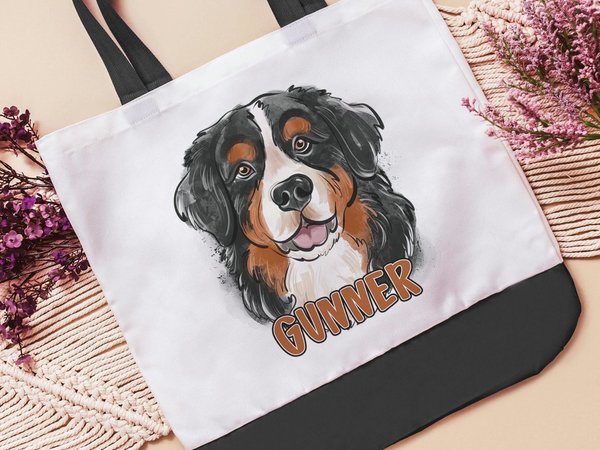 CapableByDesign personalized Bernese mountain dog tote bags with name