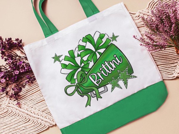 CapableByDesign personalized cheerleading tote bag with name