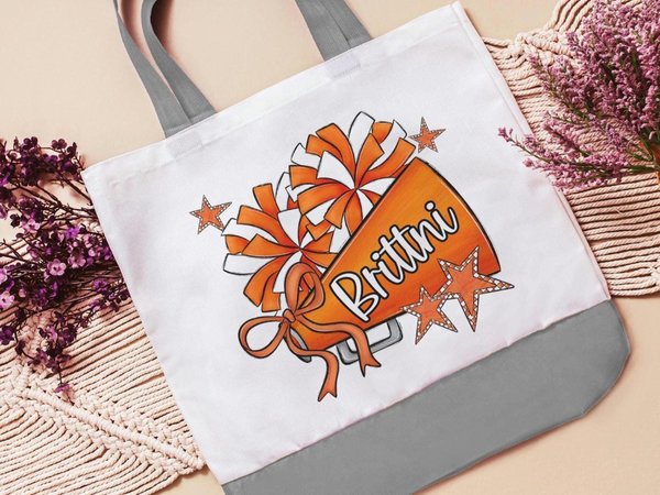 CapableByDesign personalized cheerleader tote bag with name
